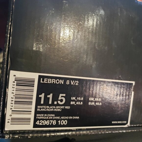 Nike Lebron James 8 V/2 SZ 11.5 White Sport Red Miami Heat Elite 429676-100 - Picture 7 of 9